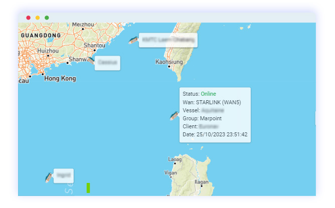 Vessel in South Chine Sea connected with Stralink